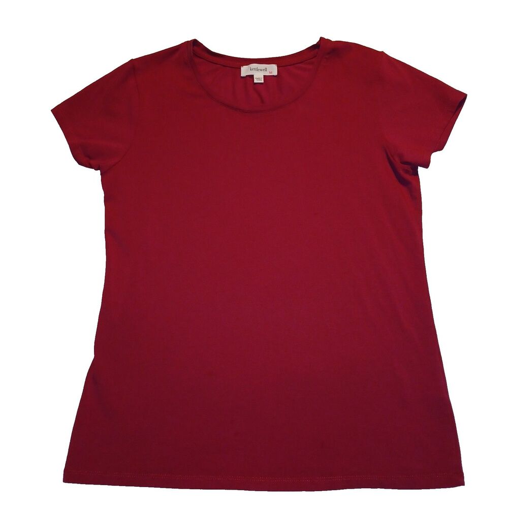 Kettlewell Women's Knit Top Shirt Short Sleeves Dark Red Size M